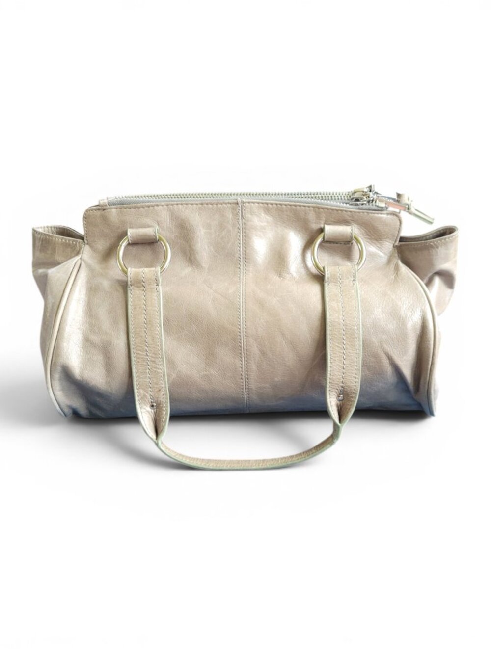 HOBO Vintage Y2K Taupe Gray Shoulder Barrel Satchel Double Strap O-Ring Bag
